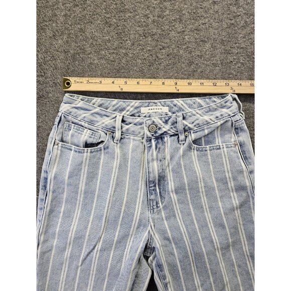 PACSUN Jeans Womens Size 27 Mom Jean Blue & White Striped 100% Cotton - Picture 6 of 11